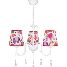 Resim Şenay Aydınlatma Çocuk Odası 3'Lü Kumaş Abajur Avize-Kırmızı Fill 