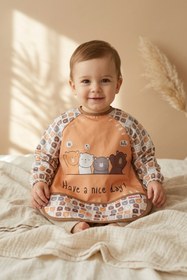 Resim Bebechi Beary Hugs Sıvı Geçirmez Bebek Mama Önlüğü 6-24 Ay - Blw Uyumlu, Leke Tutmaz Geniş Cepli Boho Bebek 