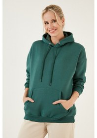 Resim Lela Regular Fit Pamuklu Kapüşonlu Yaka Şardonlu Kışlık 2'Li Paket Bayan Sweat 5863854S2 Nefti-Kahve 