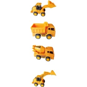 Resim Meva Oyuncak İş Makinaları Sürtmeli 4'lü Set - Dozer + Kepçe + Mikser + Kamyon 