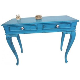 Resim 100 Cm Çekmeceli Mavi Eskitme Dresuar Konsol & Makyaj Masası Mavi 