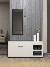 Resim Ayakkabılık Çok Amaçlı Kapaklı Dolabı 90 Cm Modern Ayakkabı Dolabı Raflı Organizer 189 Beyaz Çok Renkli 