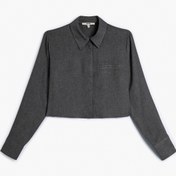 Resim Crop Gömlek Uzun Kollu Cep Detaylı 