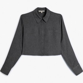 Resim Crop Gömlek Uzun Kollu Cep Detaylı 