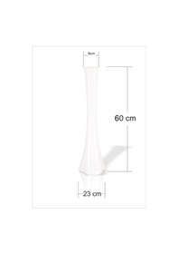 Resim Uzun Büyük Dev 60 Cm Cam Fil Ayağı Zarif Dengeli Düz Beyaz Vazo 