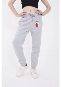 Resim Reka Moda Üç İplik Lastikli Baskılı Eşofman Pantolon - Gri Gri 