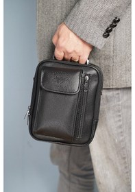 Resim Erkek Siyah Deri Çelik Kasalı Telefon Bölmeli El Ve Omuz Çantası (539615540) 