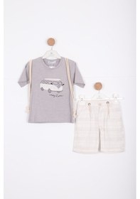 Resim Xo Kids Erkek Çocuk Alt Üst Şort Takım 2-7 Yaş 3141 Gri 