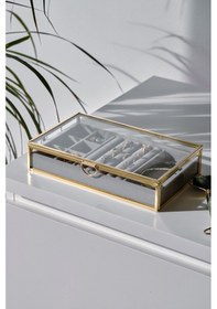 Resim Organizer Cam Takı Aksesuar Kutusu Pirinç & Gold 