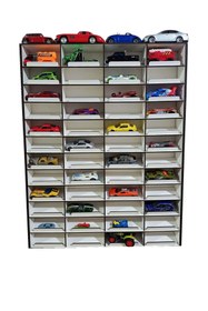 Resim ERSOY HOME Ahşap Eğimli Dekoratif Duvar Araba Rafı 40x50x5( 48 Araçlık Hızlı Yapıştırıcı Hediye ) 