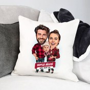 Resim Anne Baba ve Bebek Karikatürlü Yastık 