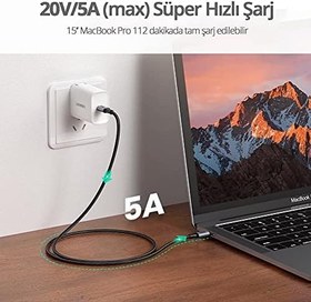 Resim Ugreen Type-C to Type-C 100 W Hızlı Şarj ve Data Kablosu 1.5 Metre 