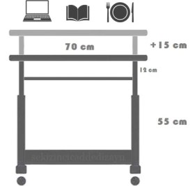 Resim servetavcı Yükseklik Ayarlı ve Klavyelikli Laptop Sehpası ve Çalışma Masası - Ceviz (Tekerli) Oval Kenar 