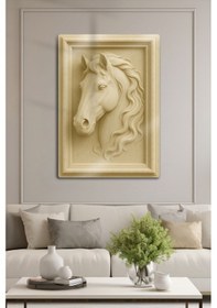 Resim Metal Baskı - At Tablosu, Mermer Görünüm, Dekoratif Tablo, Sanat, Ev Dekorasyon 