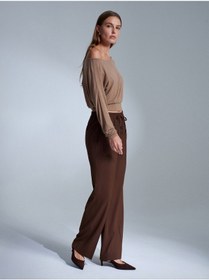 Resim Dilvin 72209 Beli Lastikli Pantolon-kahve Kahve 