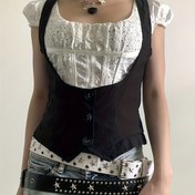 Resim Y2K Günlük Sokak Stili Düğmeli Kaban Kolsuz Düşük Kesim Şekillendirici Bel Yeleği Kadınlar için 