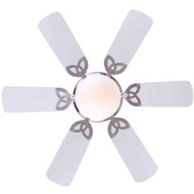 Resim Vanti Kcf278 60w 30 İnç Ahşap Beyaz 6 Kanatlı Lambalı Avizeli İpli Tavan Vantilatörü 