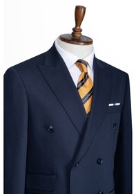Resim İlayda Emir Luxury, İtalyan Kesim,slim Fit, Kruvaze, Erkek Takım Elbise Antrasit - Lacivert 