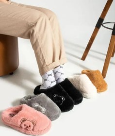 Resim Ayakkabı Ülkesi Kadın Panda Motifli Sessiz Kaymaz Taban Peluş Ev Terliği Panduf Karışık Renk 