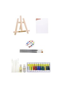 Resim Mini Şövale 25x35 Tuval Fanart 12x12 Ml Yağlı Boya Başlangıç Seti 