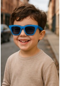 Resim Kids Güneş Gözlüğü Mavi Çekik Çerçeve Uv 400 Korumalı Ce Belgeli Çocuk Güneş Gözlüğü Mavi 