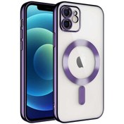 Resim CaseArt Apple Iphone 11 Mag Safe Özellikli Lens Korumalı Logo Gösteren Şeffaf Silikon Kılıf - Mor 