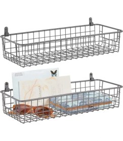 Resim Go Dekor L-Kancalı 2'li Çok Amaçlı Metal Duvar Sepeti 