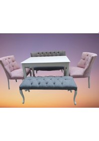 Resim Berjer Çay Set Kayın Lüken Aslan Iskelet Parlak Beyaz Kapitone Dö Abanoz - Beyaz 