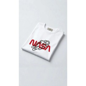 Resim Hoxie Unisex Düz Renk Nasa Dijital Baskılı Bisiklet Yaka Basic Tişört 