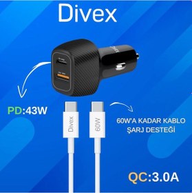 Resim Da-312 Araç Çakmaklık Uyumlu Hızlı Şarj Cihazı Pd 43w + Type-c Kablo 