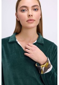 Resim Man11555-1069 Anil Ev Giyim Anıl Kadın Uzun Kollu Kadife Sweatshirt Ve Pantolon Takım Yumuşak Ve Şık Ev Giyimi 11555 Koyu Yeşil 