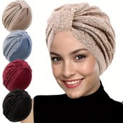 Resim Kadınlar İçin Işıltılı Payetli Başörtüsü - Esnek Turban Tarzı Şal, Elde Yıkanabilir Çok Renkli Zarif Aksesuar, Günlük ve Resmi Etkinlikler için Müslüman Modası, Toplu Tasarım, Doku, Şık Başlık, Mütevazı Stil 