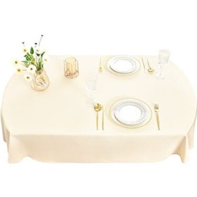 Resim Valerium Kadife Dokulu Oval Masa Örtüsü 230 X 300 Ekru 