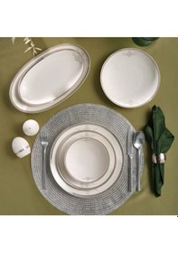 Resim Güral Porselen Camelia 54 Parça 12 Kişilik Yemek Takımı - 65781 Bej 