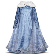 Resim Yubaobeı Gilrs Pelerin Elbise Çocuk Kız Uzun Kollu Mavi Prenses Elbisesi Cadılar Bayramı Noel Cosplay Kostümleri Mavi 