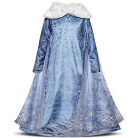 Resim Yubaobeı Gilrs Pelerin Elbise Çocuk Kız Uzun Kollu Mavi Prenses Elbisesi Cadılar Bayramı Noel Cosplay Kostümleri Mavi 