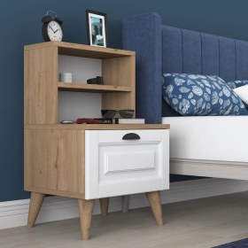 Resim Rani BD105 Komodin 2 Raflı Membran Çekmeceli Komodin Sepet Ceviz - Beyaz 