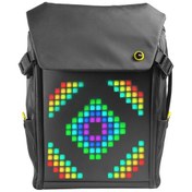 Resim Divoom Pixoo Backpack M Siyah LED Ekranlı APP Kontrollü Su Geçirmez Laptop Sırt Çantası-15-15.6" Siyah 