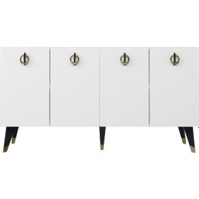 Resim 8217-32dd Kb150 Konsol, Tv Ünitesi Beyaz-siyah-altın Beyaz-siyah-altın 