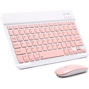 Resim m.tk moveteck Üniversal Tablet Telefon iPad Cihazlara Uyumlu Kablosuz Taşınabilir Bluetooth Klavye ve Mause Seti 