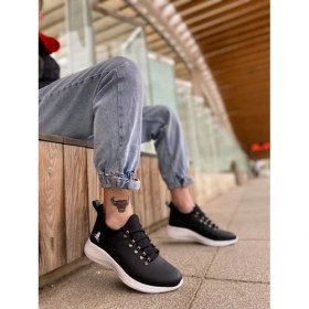 Resim Xon1 XON1601 Bağcıklı Rahat Yüksek Taban Siyah Beyaz Casual Erkek Spor Ayakkabı 