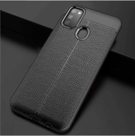 Resim Fibaks Samsung Galaxy M21 Uyumlu Kılıf Deri Görünümlü Armor Silikon Kapak 