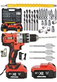Resim Mager Germany Thechnology Xr 58 Watt 5 Ah Çift Akülü Şarjlı Vidalama Matkap Kırmızı 