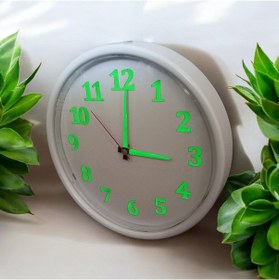 Resim Fosforlu Beyaz Duvar Saati Bombeli Cam Çap 28 Cm Beyaz 