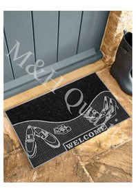 Resim Welcome Hoş Geldiniz Yazlı Kapı Önü Paspası Gri Rengi 