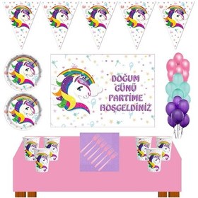Resim Unicorn Doğum Günü 8 Kişilik 50X70 Cm Afişli Unicorn Doğum Günü K N11.17427 
