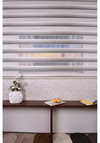 Resim Gri Düz-pliseli Etek Dilimsiz 10790-v11 Zebra Stor Güneşlik Perde 