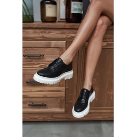 Resim Angelina Jones Suprıala Kadın Siyah Kırısık Ithal Malzeme Beyaz Taban Oxford Ayakkabı 