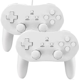 Resim Beproess Wired Classic Pro Controller Compatible with Wii Wii U Remote Console (White + White) 