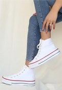 Resim Slazenger Yüksek Taban Hi Bilekli Beyaz Kadın Yazlık Keten Sneaker Spor Ayakkabı 